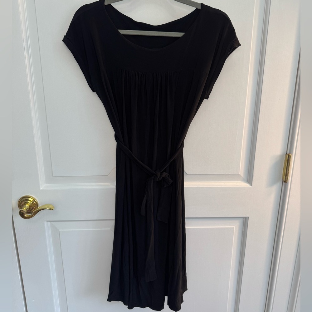 Japanese Weekend‎ Black Midi Maternity Dress with Tie Size Large